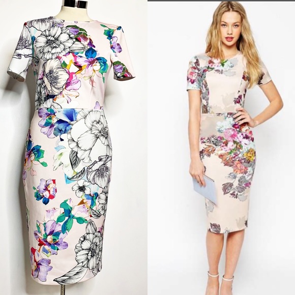 ASOS Dresses & Skirts - Asos floral bodycon scuba dress